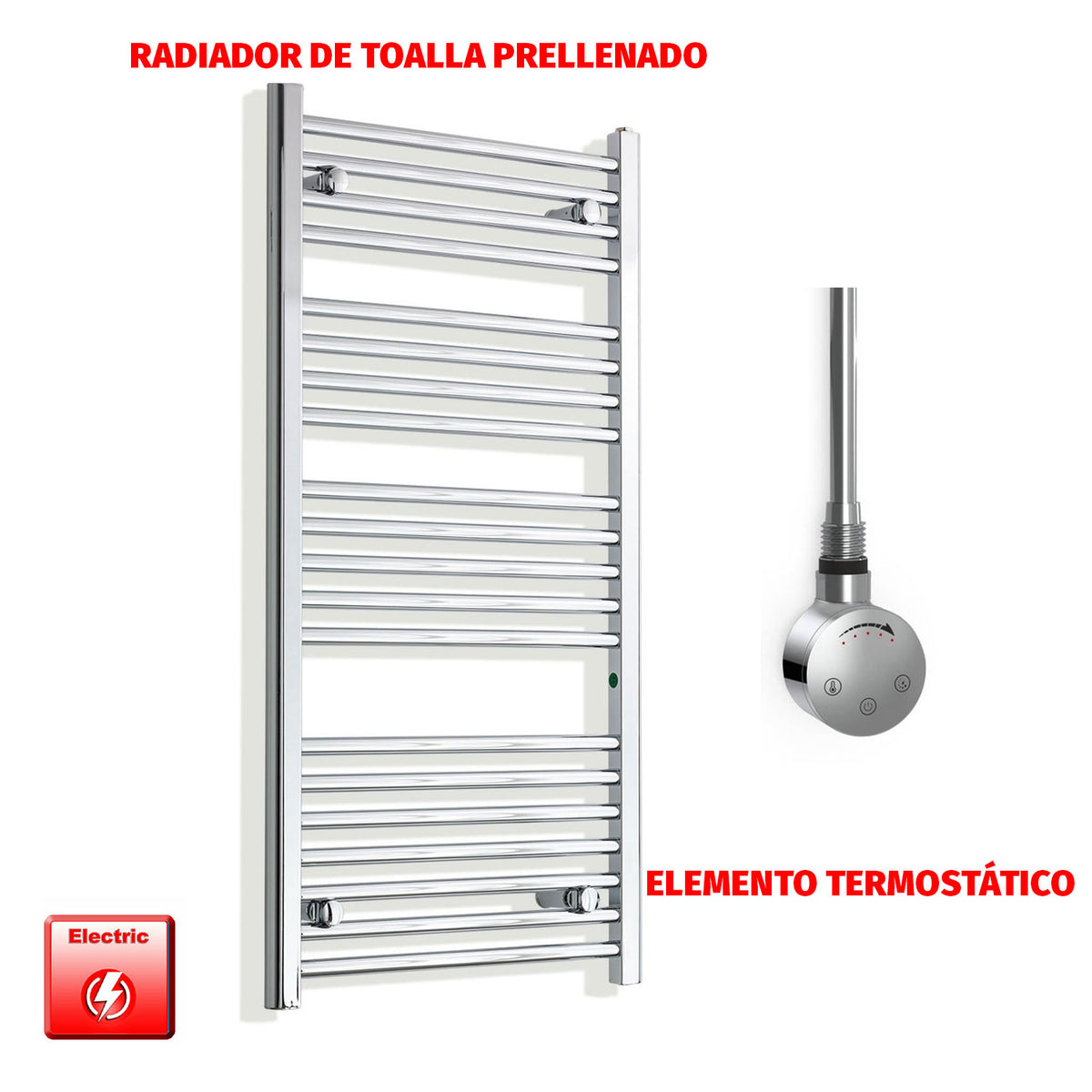 Radiador Toallero Eléctrico Cromado de 550 mm de Ancho