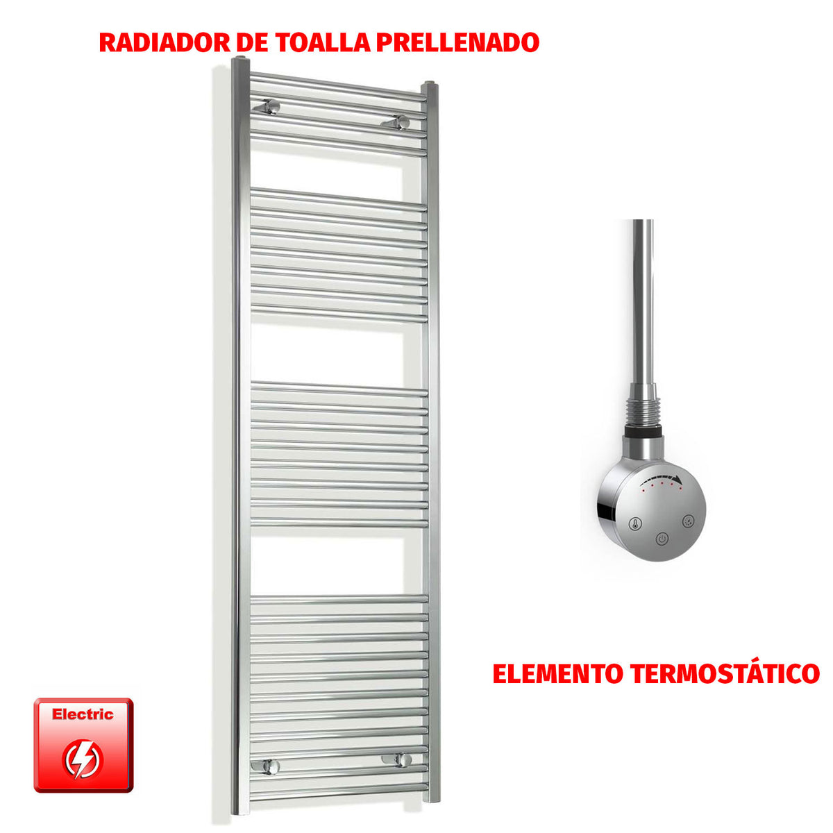 Radiador Toallero Eléctrico Cromado de 550 mm de Ancho