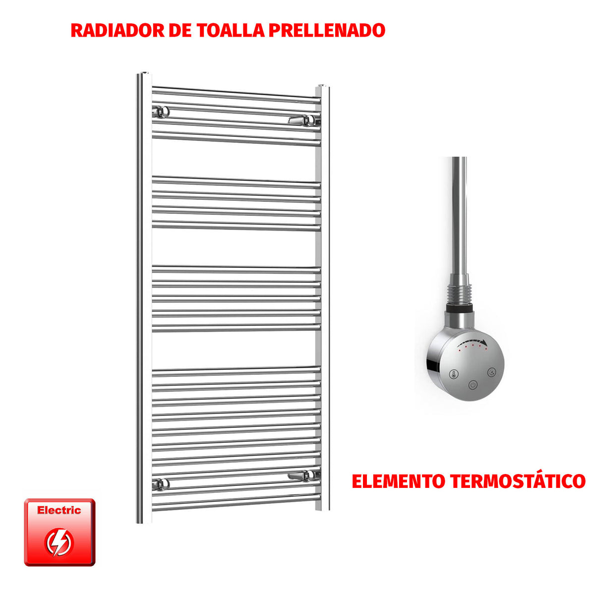 Radiador Toallero Eléctrico Cromado de 650 mm de Ancho