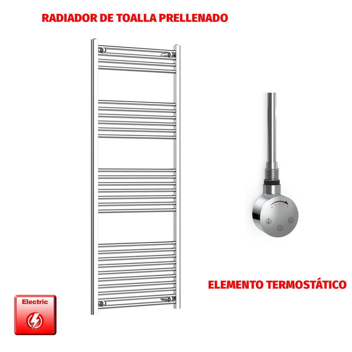 Radiador Toallero Eléctrico Cromado de 650 mm de Ancho