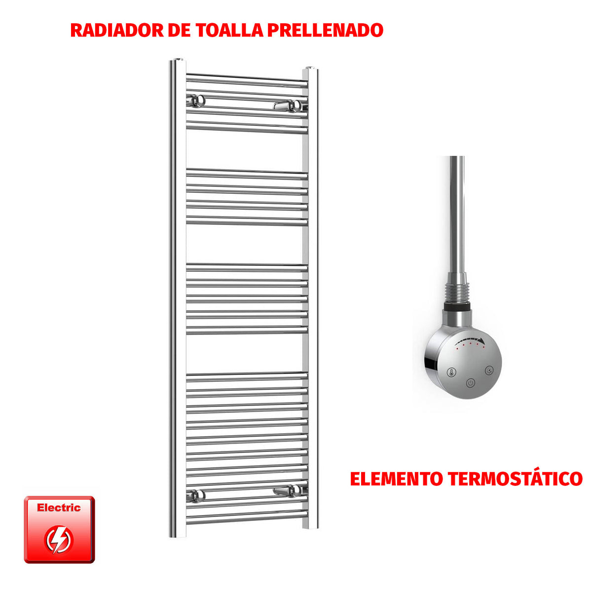 Radiador Toallero Eléctrico Cromado de 450 mm de Ancho