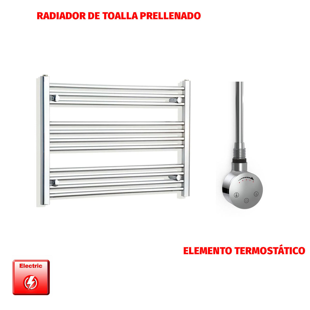 Radiador Toallero Eléctrico Cromado de 1300 mm de Ancho