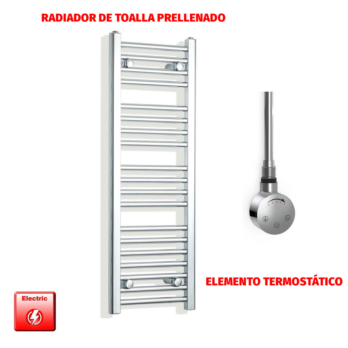 Radiador Toallero Eléctrico Cromado de 350 mm de Ancho