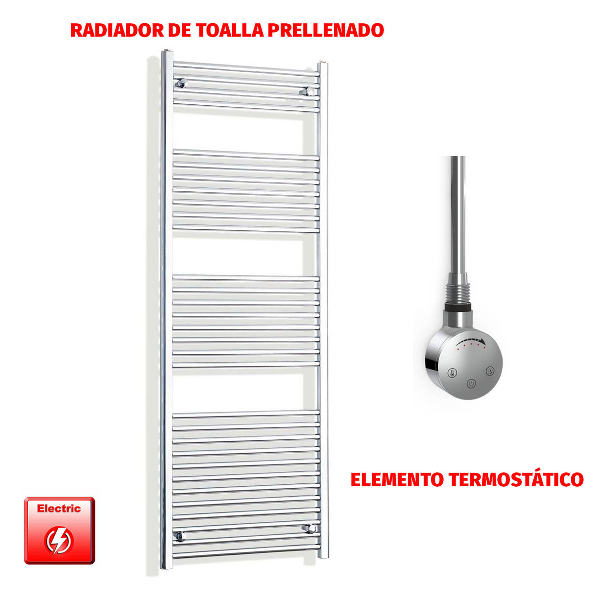 Radiador Toallero Eléctrico Cromado de 550 mm de Ancho