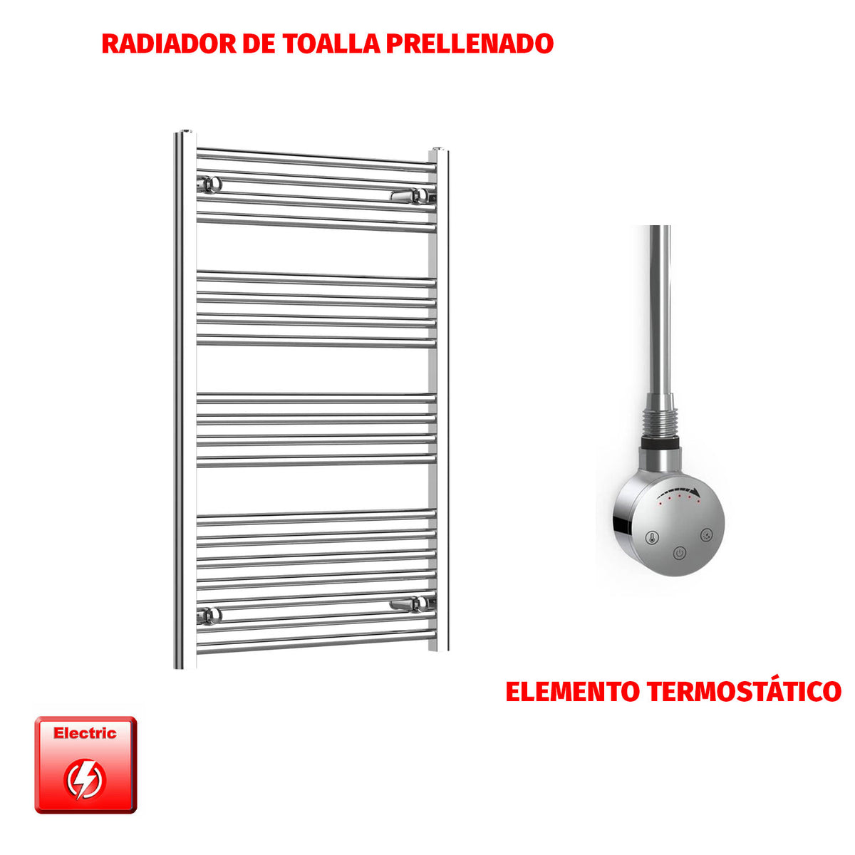 Radiador Toallero Eléctrico Cromado de 700 mm de Ancho