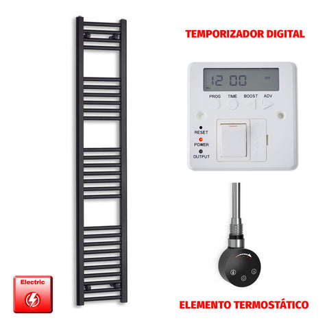Radiador Toallero Eléctrico Negro 300 mm de Ancho (Precargado)
