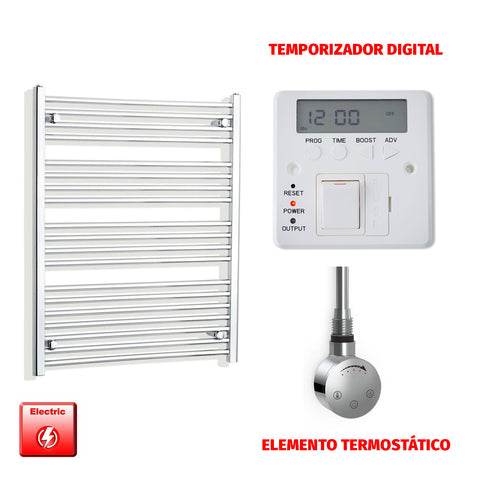 Radiador Toallero Eléctrico Cromado de 800 mm de Ancho