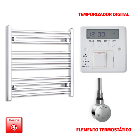 Radiador Toallero Eléctrico Cromado de 600 mm de Ancho