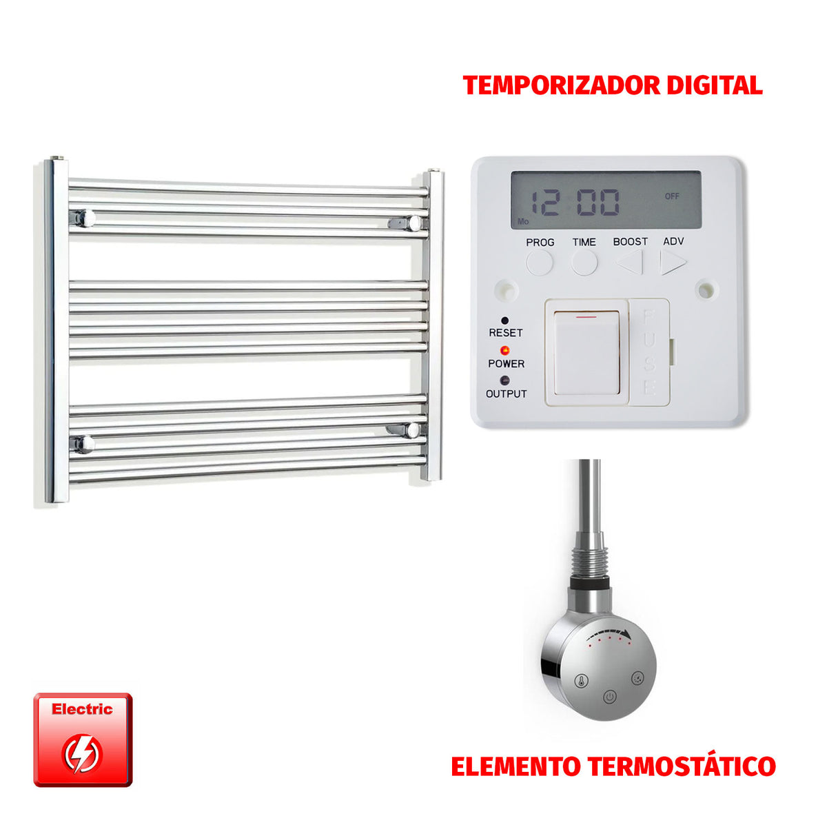 Radiador Toallero Eléctrico Cromado de 1300 mm de Ancho