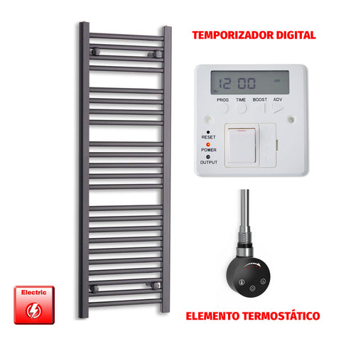 Radiador Toallero Eléctrico Negro 400mm Ancho - Precargado