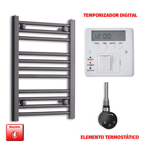 Radiador Toallero Eléctrico Negro 450mm Ancho - Precargado