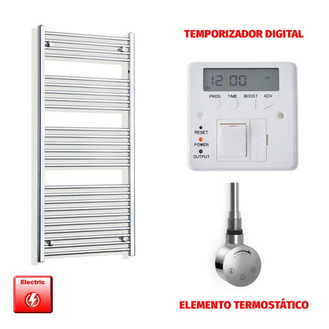 Radiador Toallero Eléctrico Cromado de 650 mm de Ancho