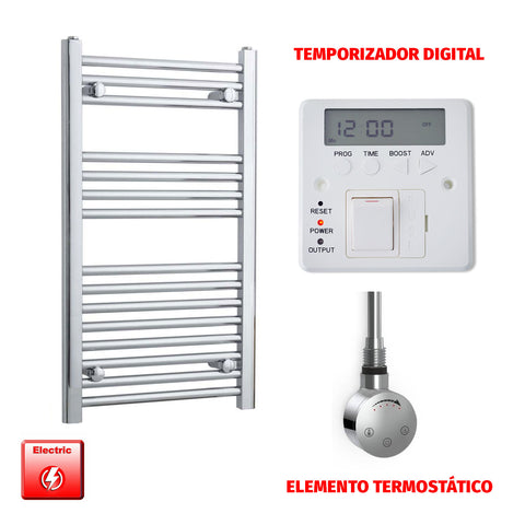 Radiador Toallero Eléctrico Cromado de 500 mm de Ancho