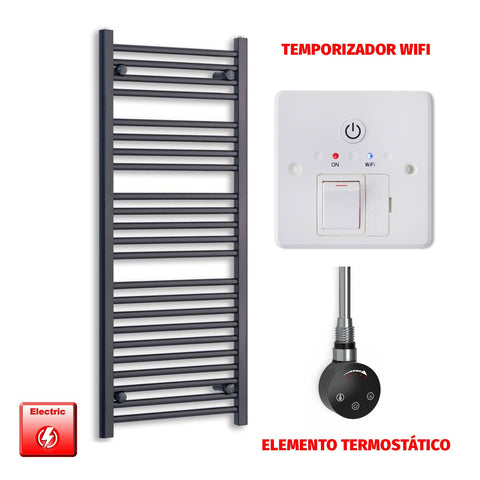 Radiador Toallero Eléctrico Negro 600mm Ancho - Precargado