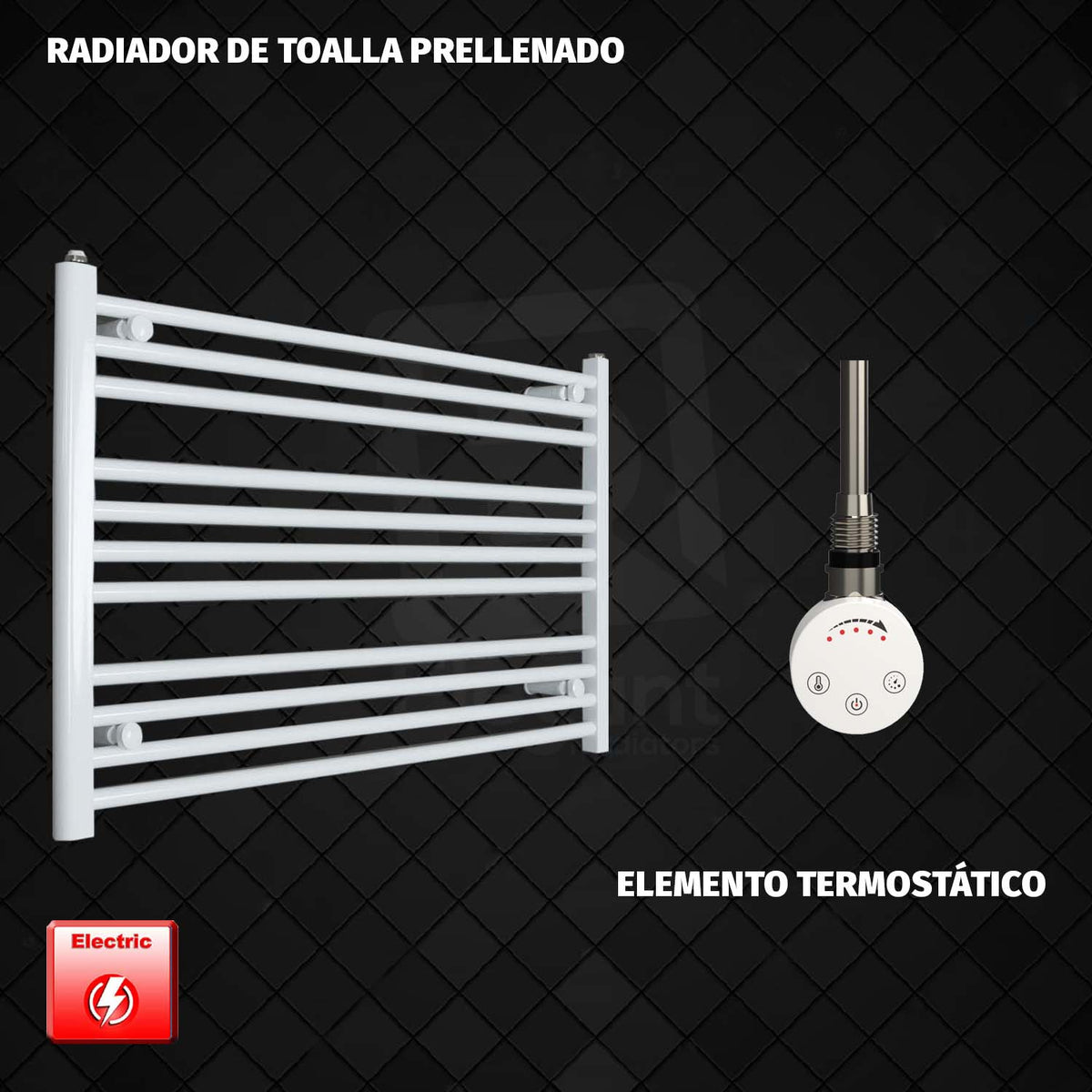 Radiador Toallero Eléctrico Blanco de 1000 mm de Ancho