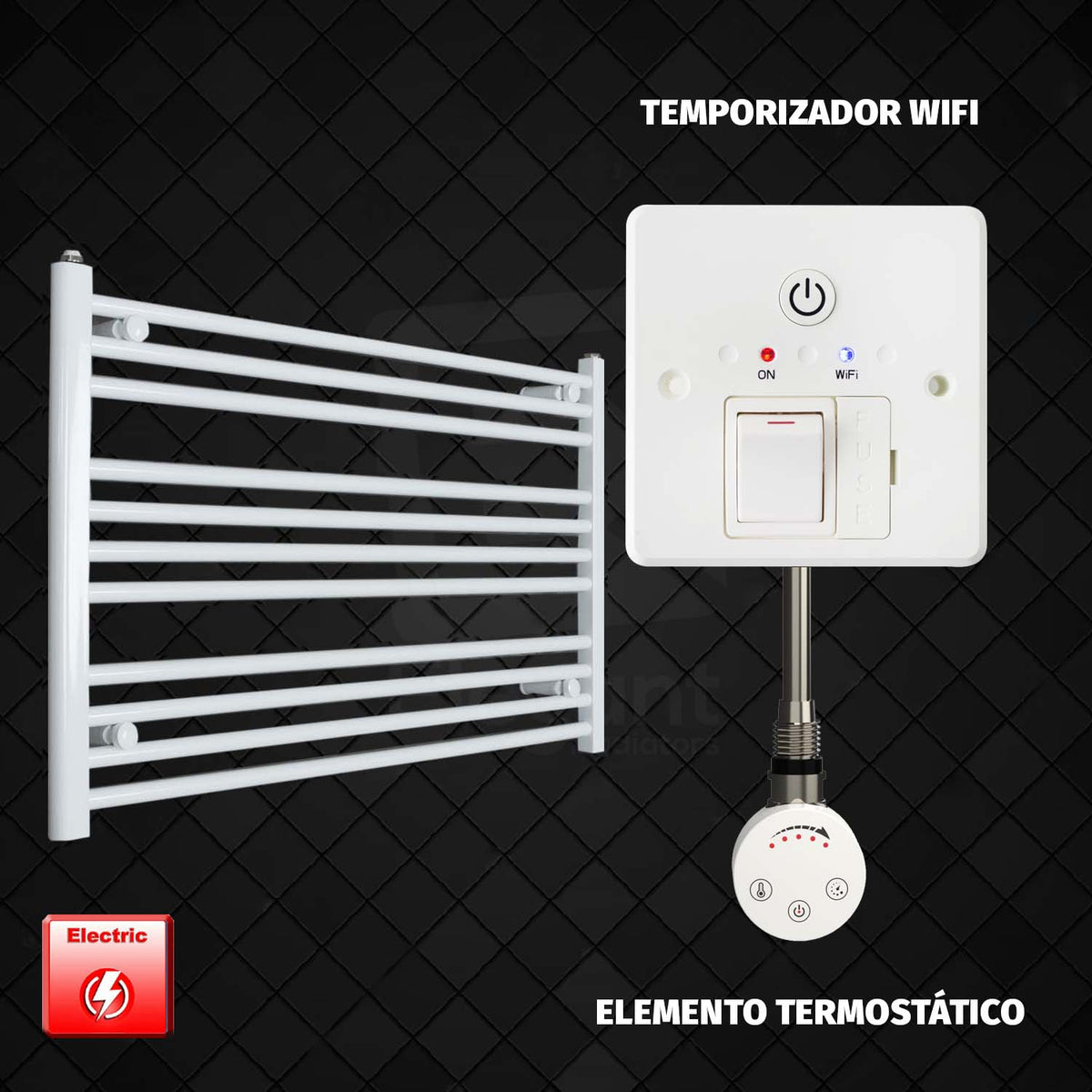 Radiador Toallero Eléctrico Blanco de 1000 mm de Ancho