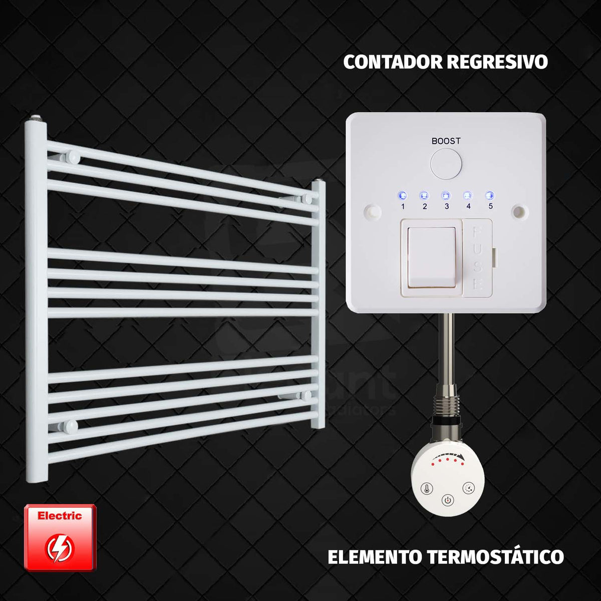 Radiador Toallero Eléctrico Blanco de 1000 mm de Ancho