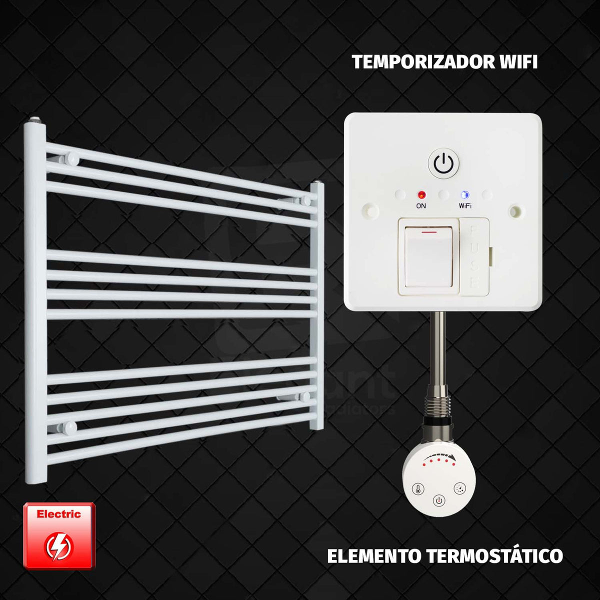 Radiador Toallero Eléctrico Blanco de 1000 mm de Ancho