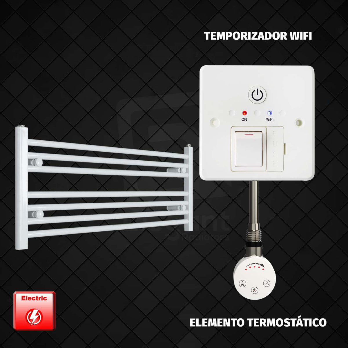 Radiador Toallero Eléctrico Blanco de 1100 mm de Ancho