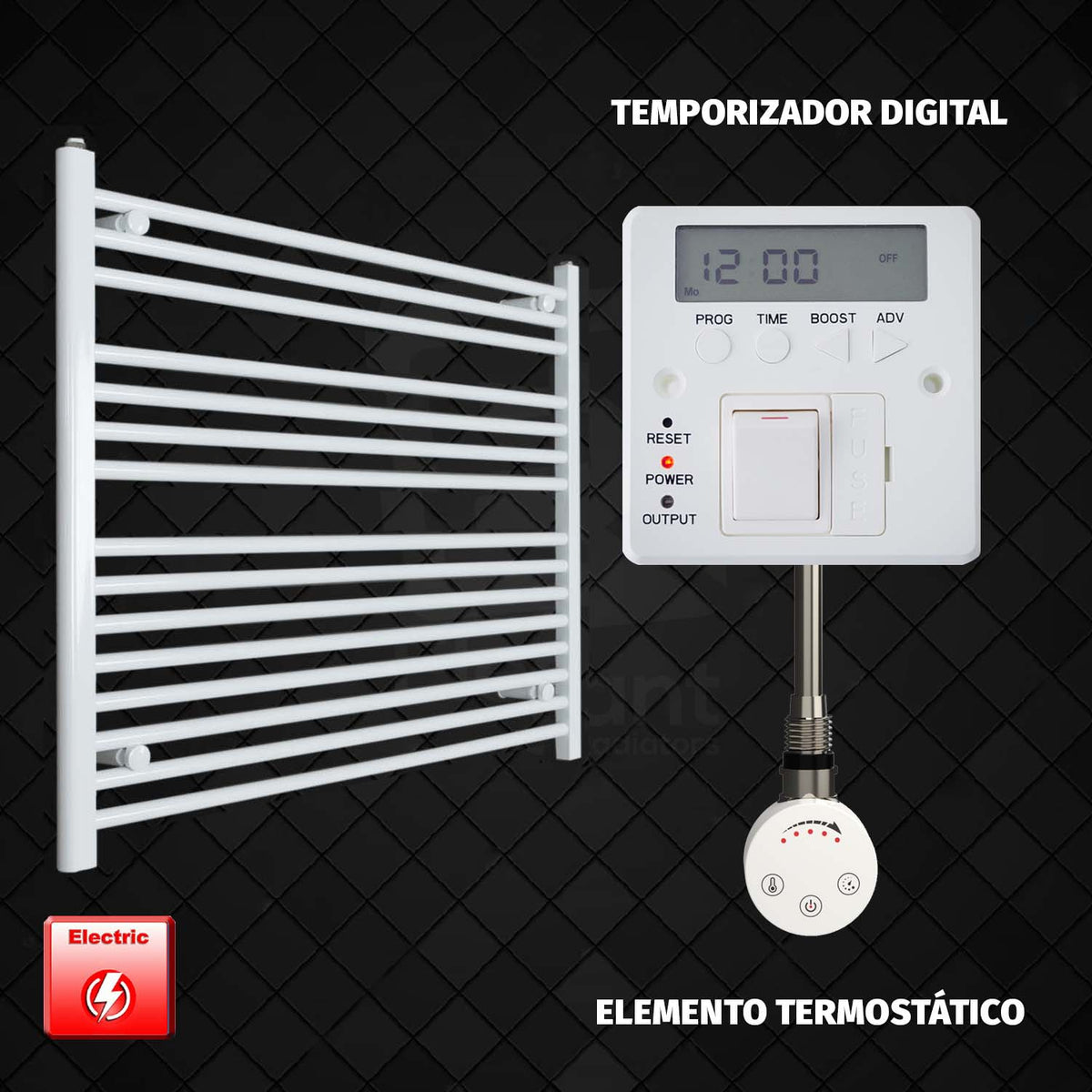 Radiador Toallero Eléctrico Blanco de 1100 mm de Ancho