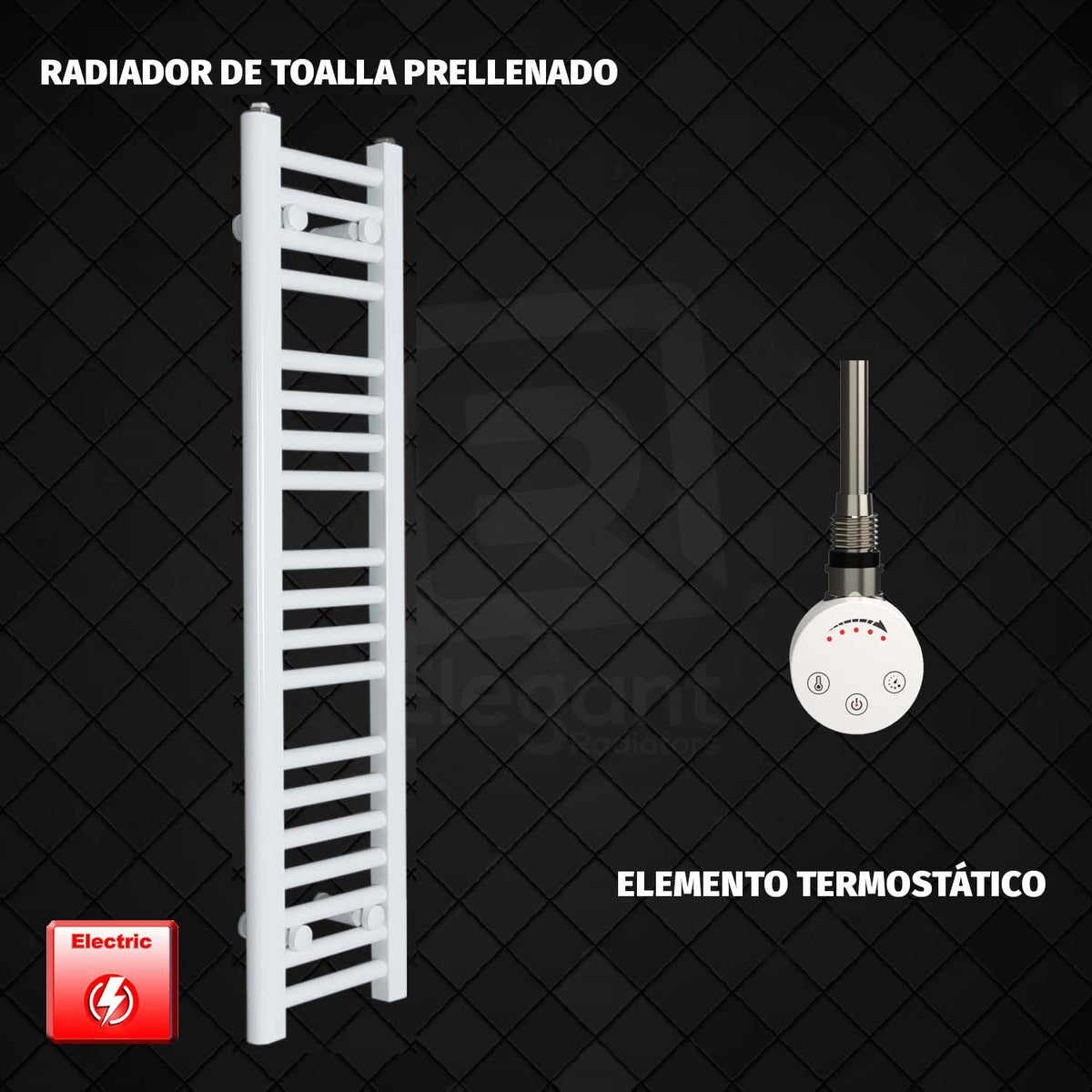 Radiador Toallero Eléctrico Blanco de 200 mm de Ancho