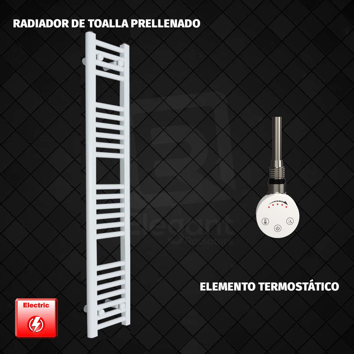 Radiador Toallero Eléctrico Blanco de 200 mm de Ancho