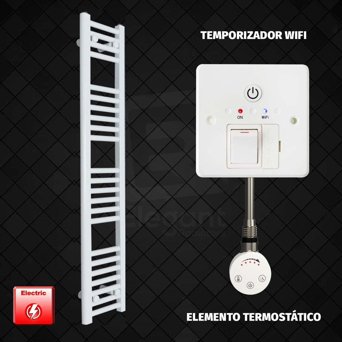 Radiador Toallero Eléctrico Blanco de 200 mm de Ancho