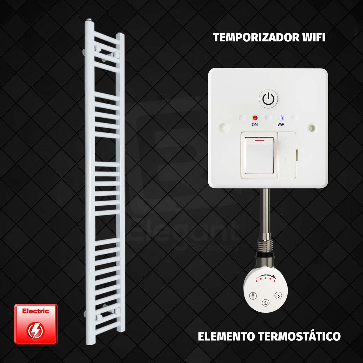 Radiador Toallero Eléctrico Blanco de 200 mm de Ancho