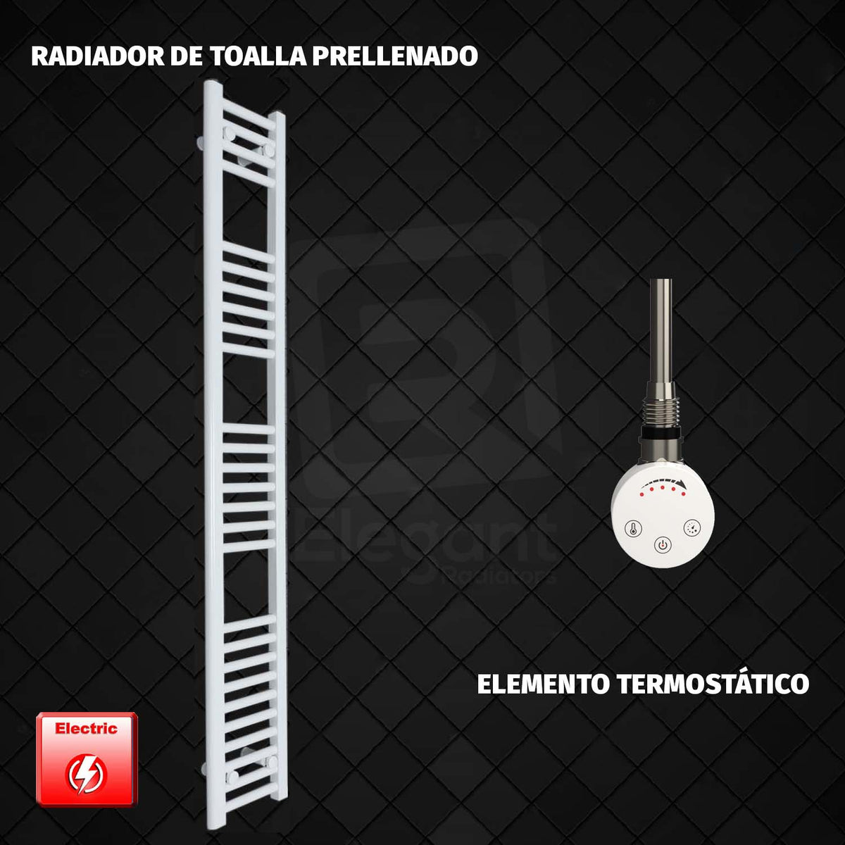 Radiador Toallero Eléctrico Blanco de 200 mm de Ancho