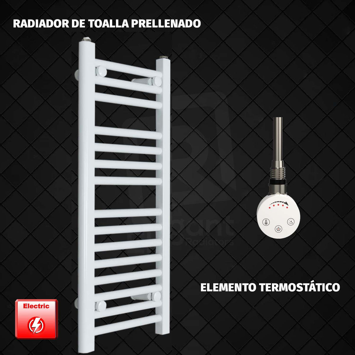 Radiador Toallero Eléctrico Blanco de 300 mm de Ancho