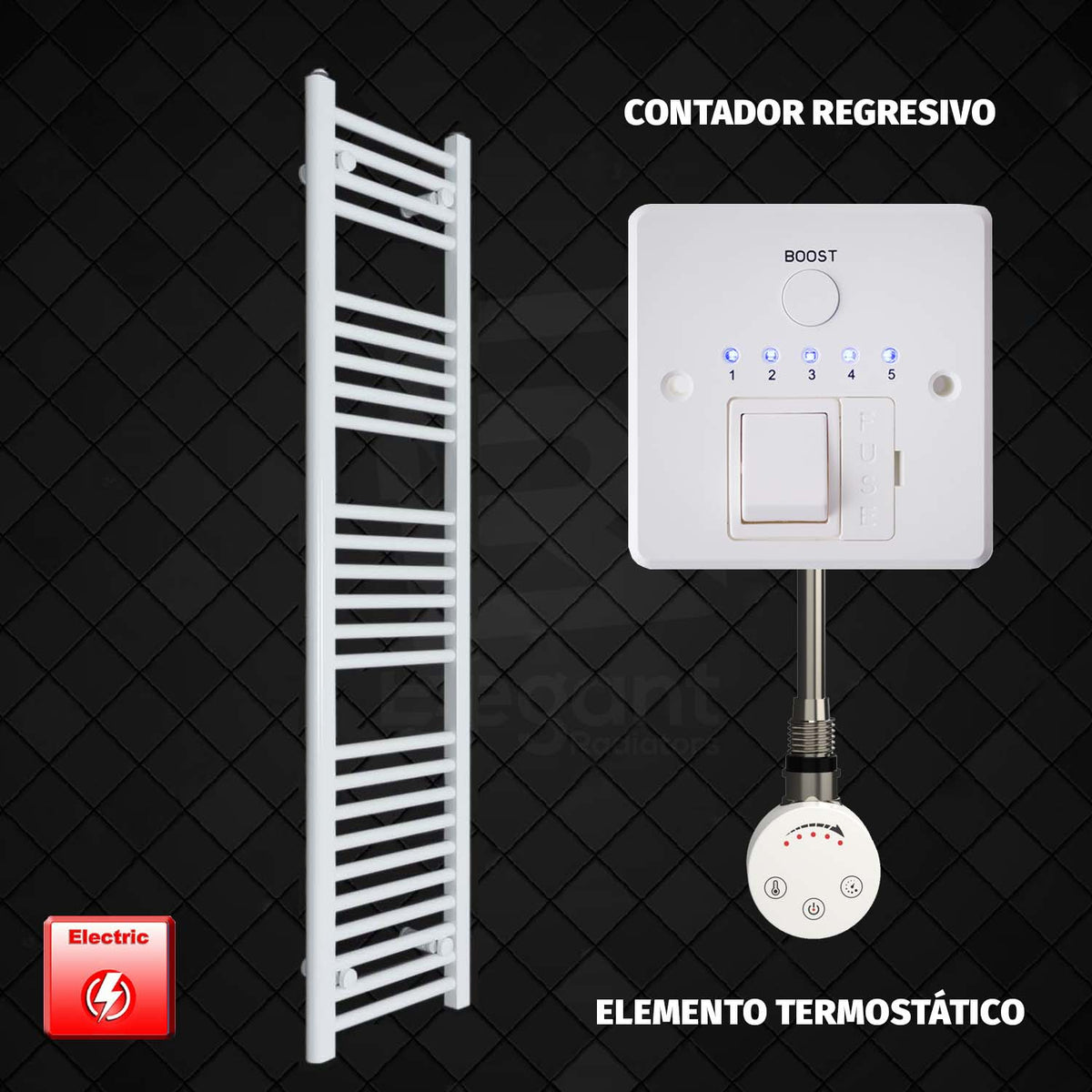 Radiador Toallero Eléctrico Blanco de 350 mm de Ancho