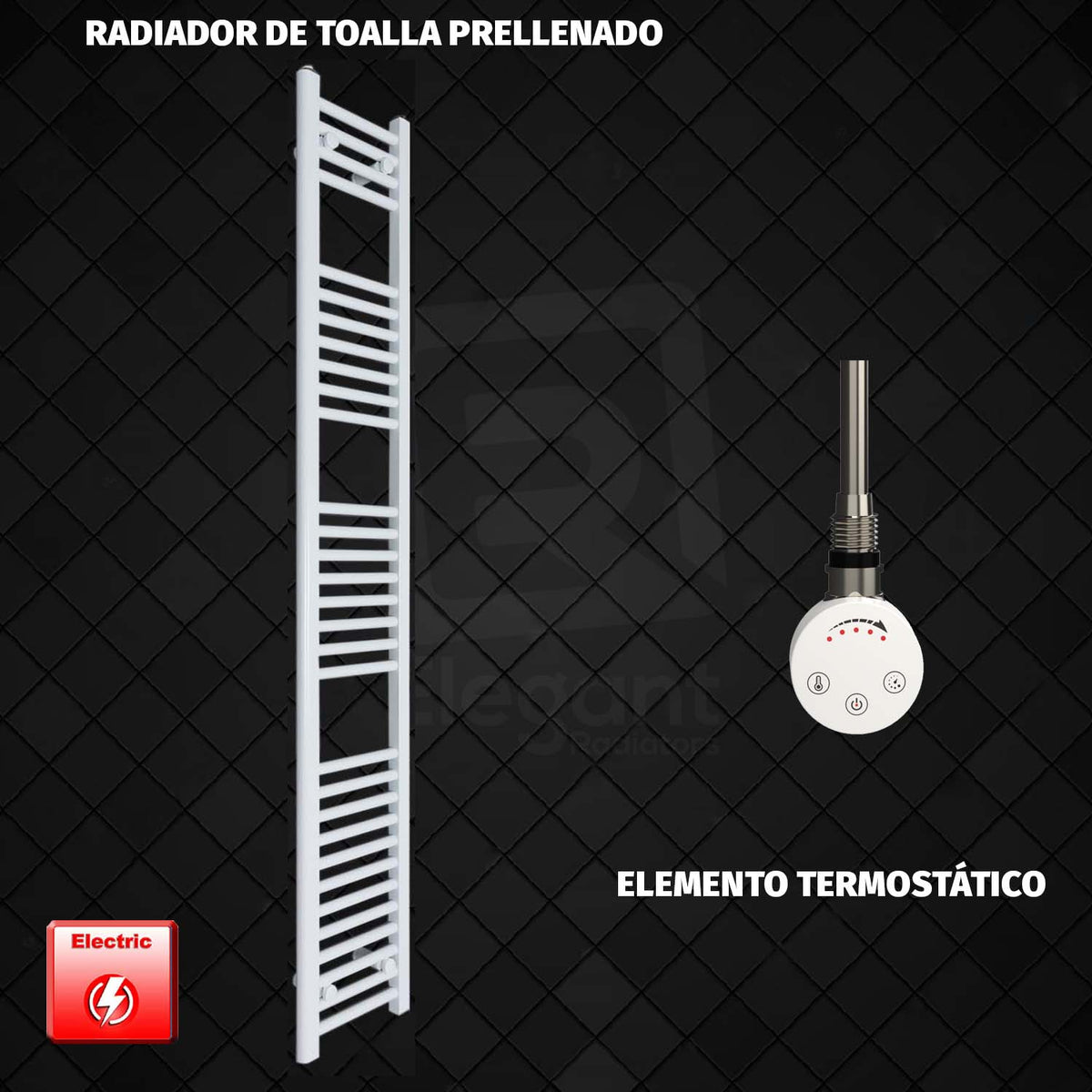 Radiador Toallero Eléctrico Blanco de 350 mm de Ancho