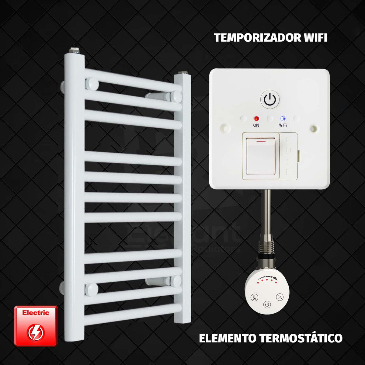 Radiador Toallero Eléctrico Blanco de 350 mm de Ancho