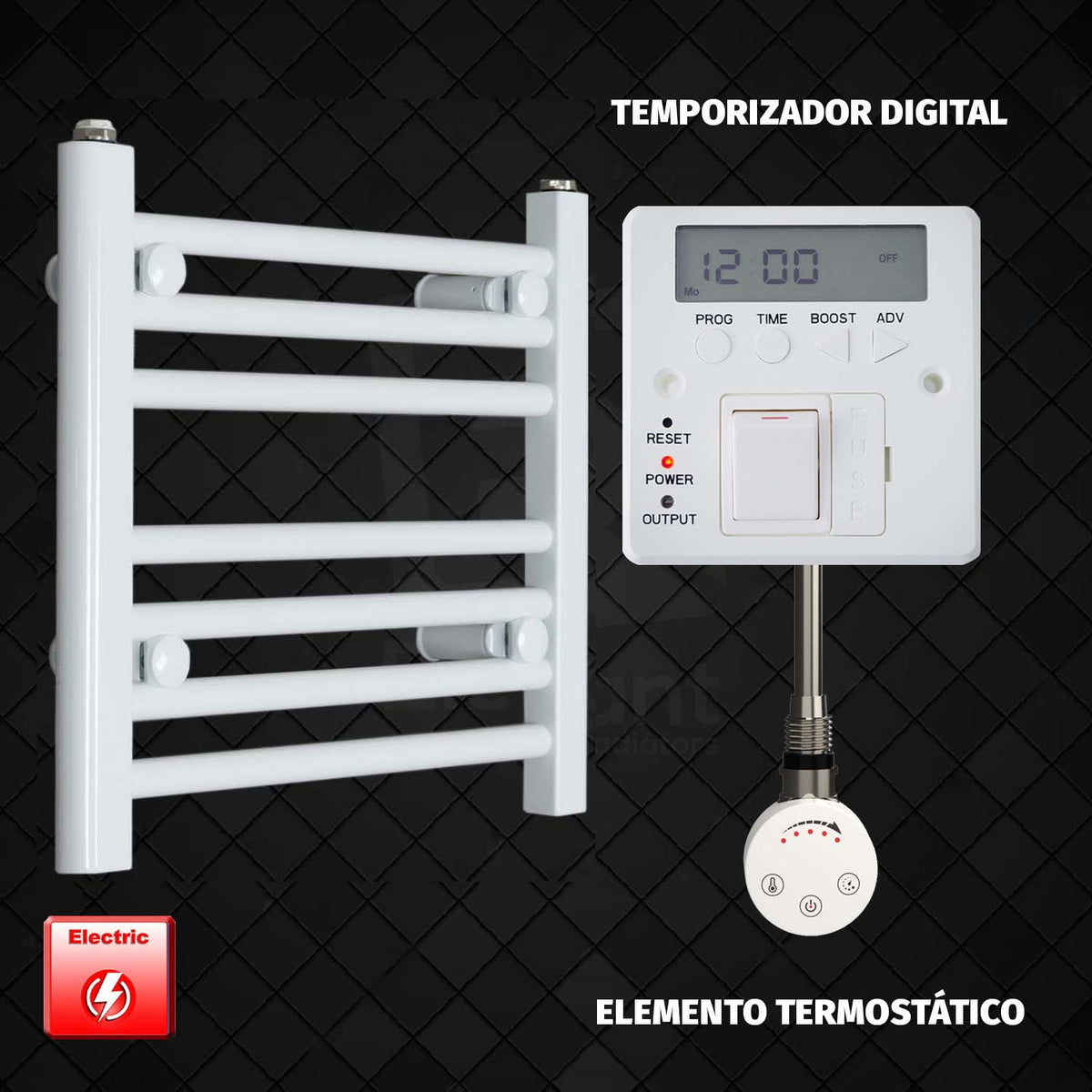 Radiador Toallero Eléctrico Blanco de 450 mm de Ancho