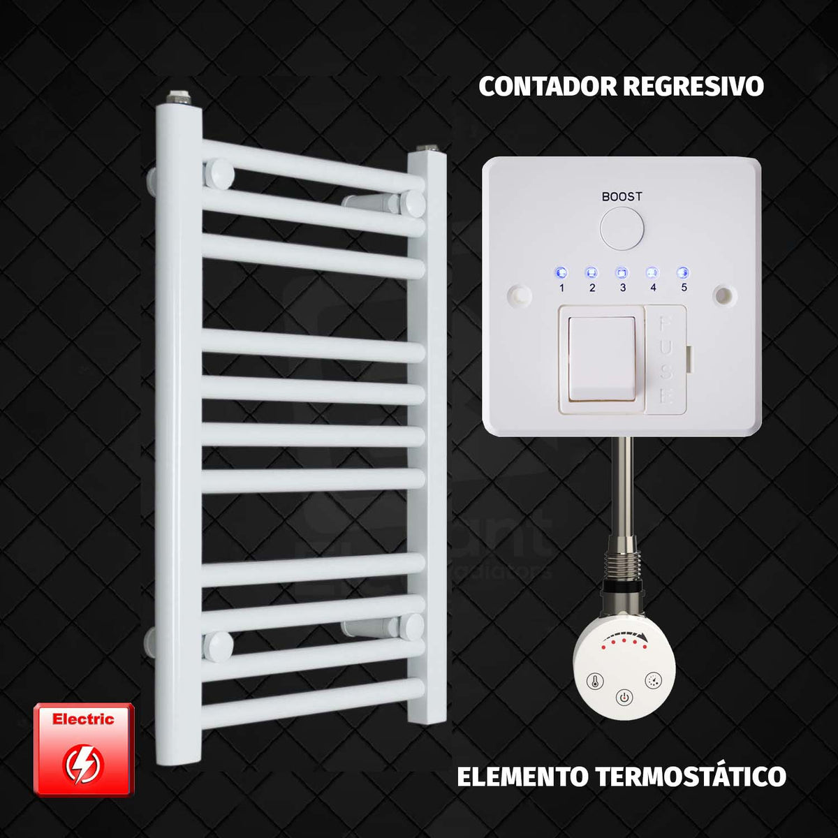 Radiador Toallero Eléctrico Blanco de 450 mm de Ancho