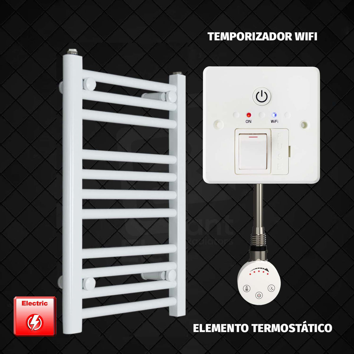 Radiador Toallero Eléctrico Blanco de 450 mm de Ancho