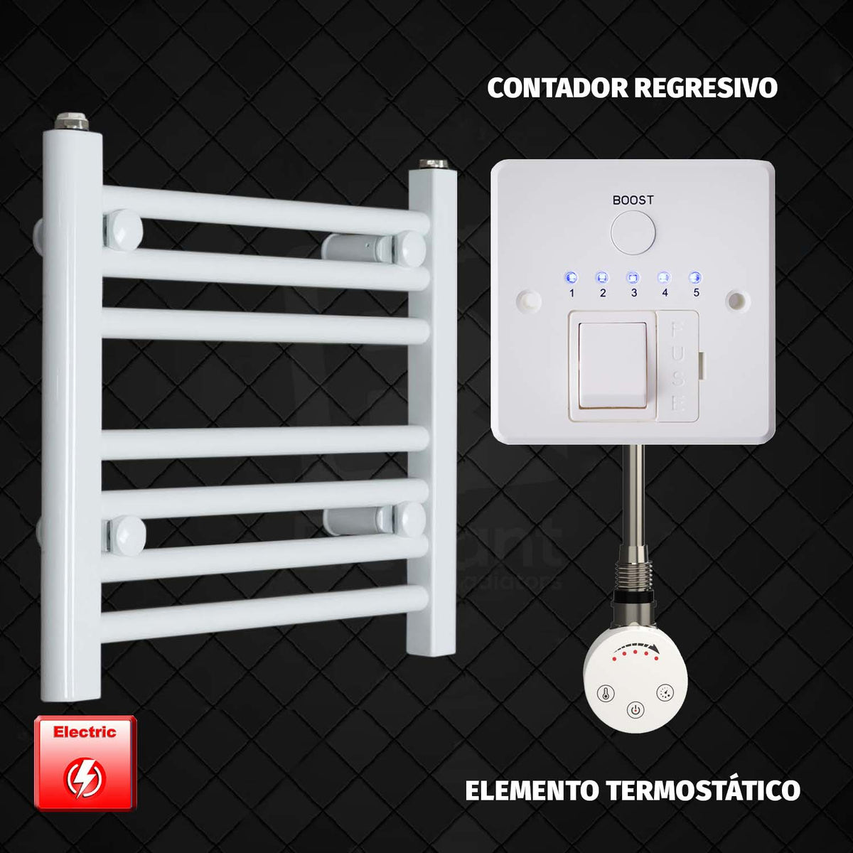 Radiador Toallero Eléctrico Blanco de 500 mm de Ancho