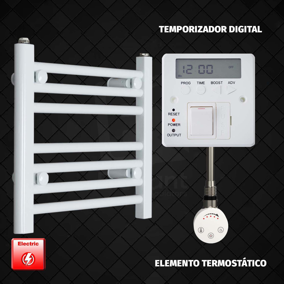 Radiador Toallero Eléctrico Blanco de 500 mm de Ancho