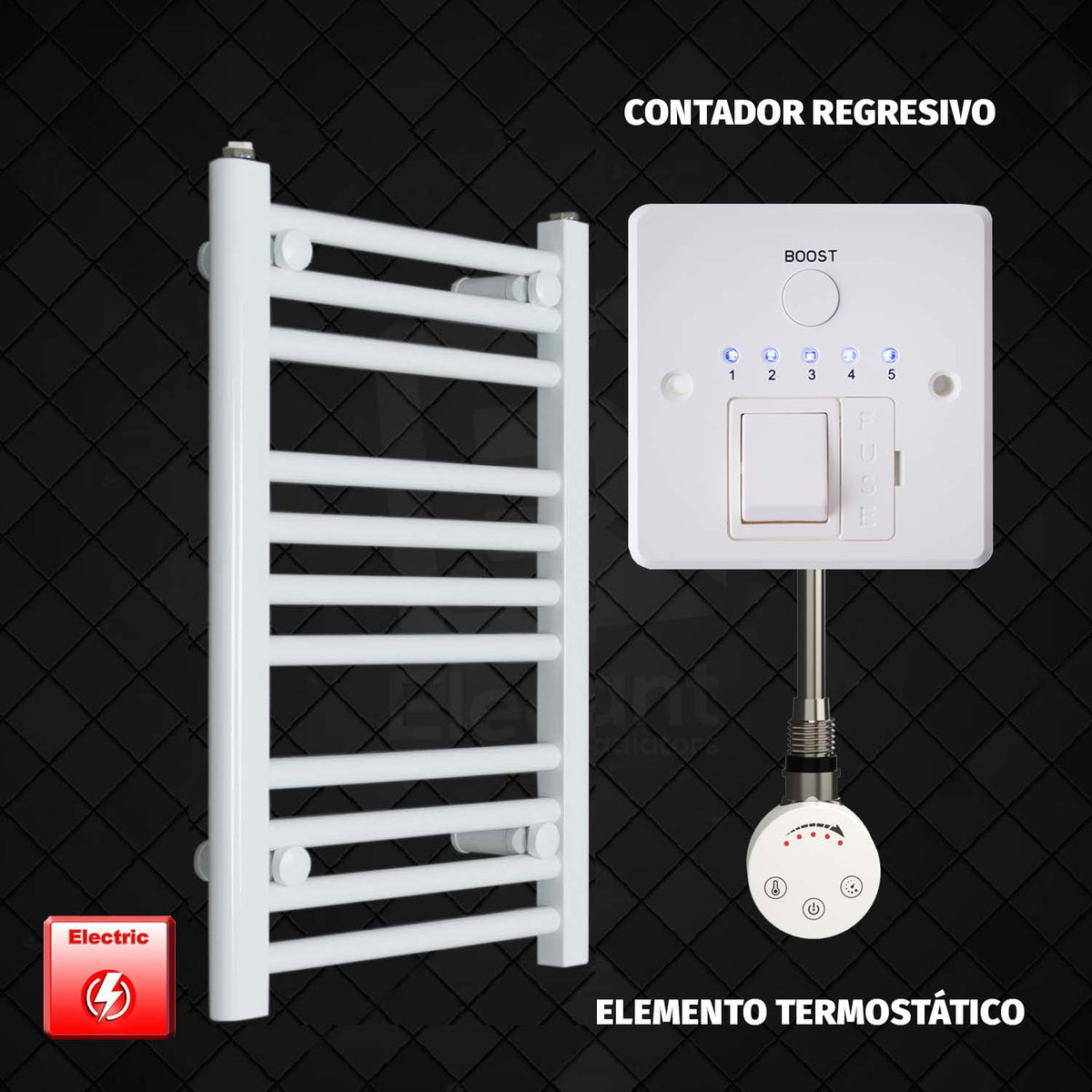 Radiador Toallero Eléctrico Blanco de 500 mm de Ancho