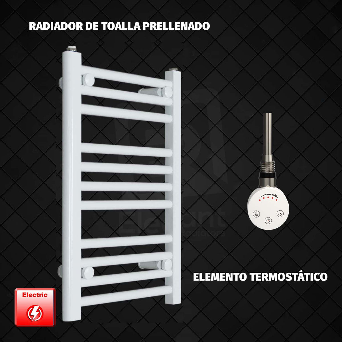 Radiador Toallero Eléctrico Blanco de 500 mm de Ancho