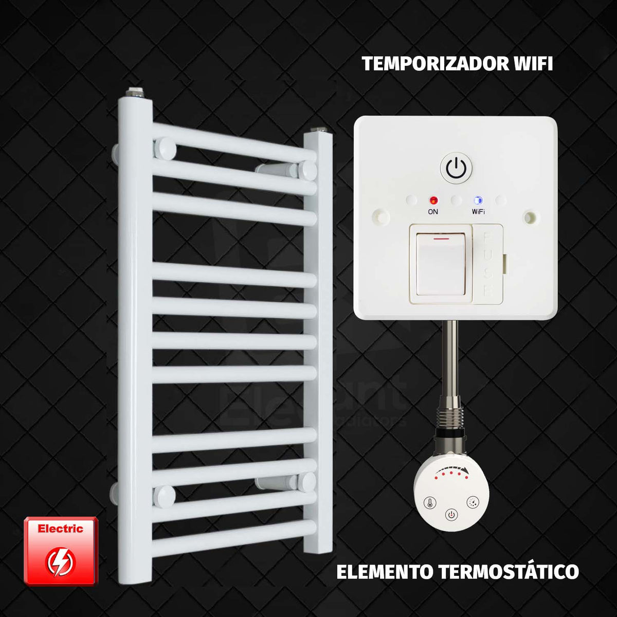 Radiador Toallero Eléctrico Blanco de 500 mm de Ancho