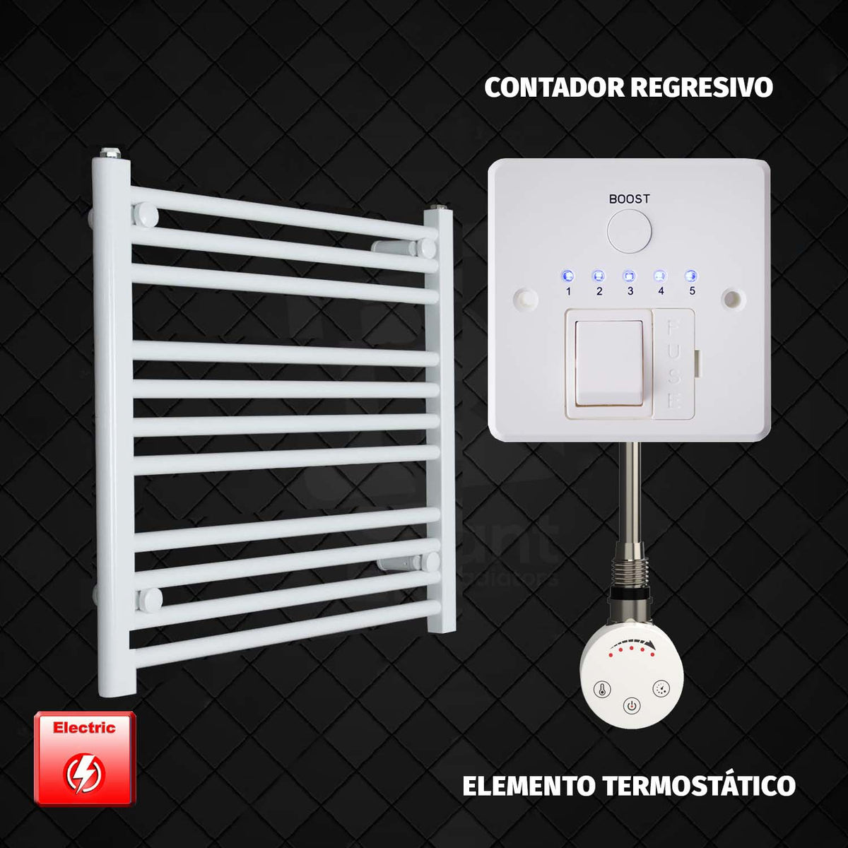 Radiador Toallero Eléctrico Blanco de 600 mm de Ancho