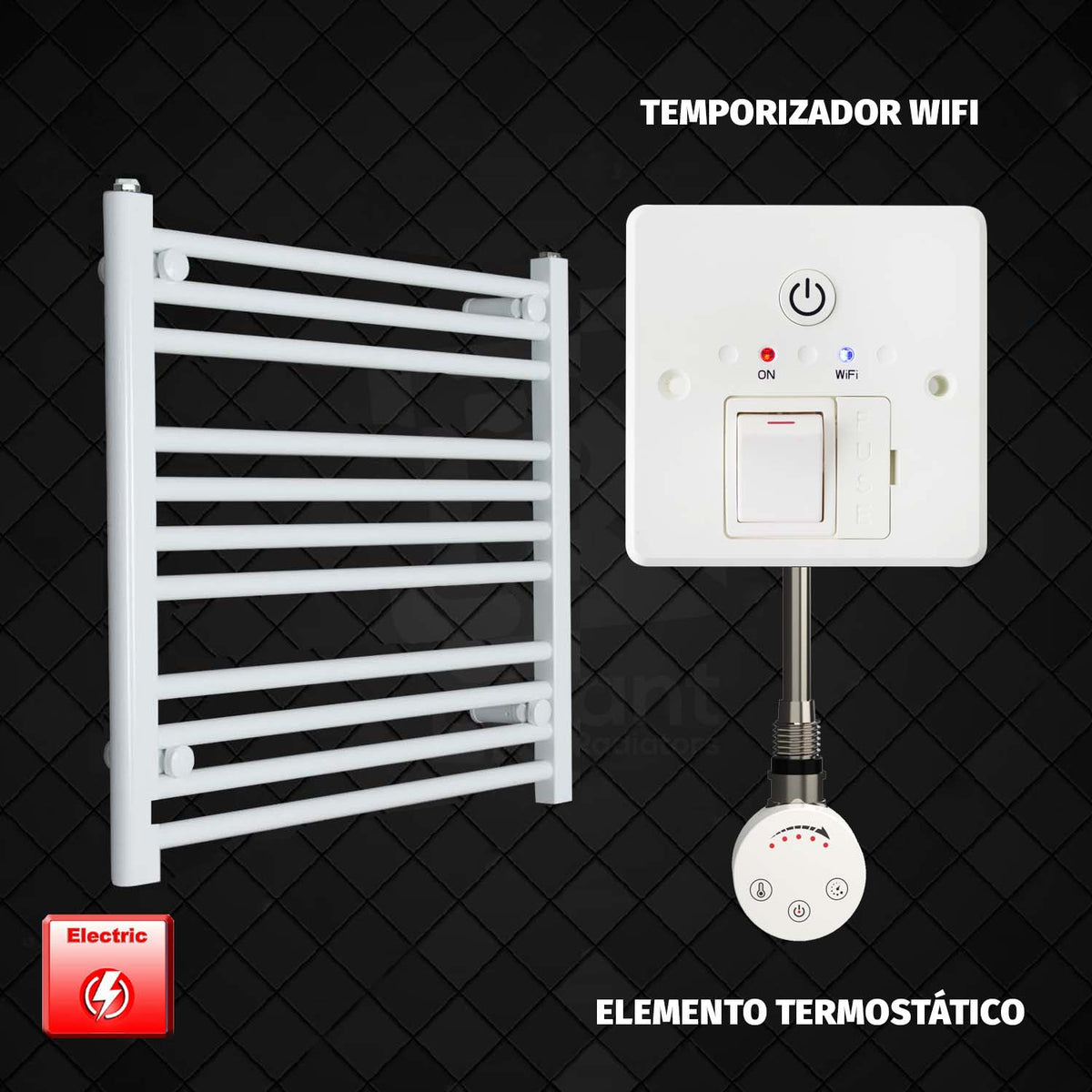 Radiador Toallero Eléctrico Blanco de 600 mm de Ancho