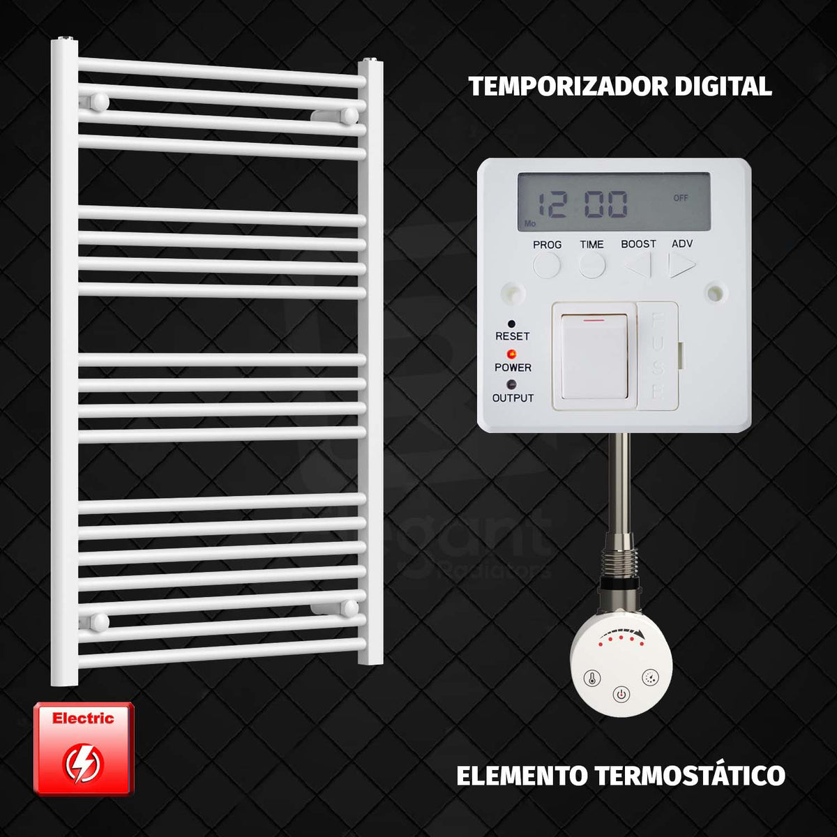 Radiador Toallero Eléctrico Blanco de 650 mm de Ancho