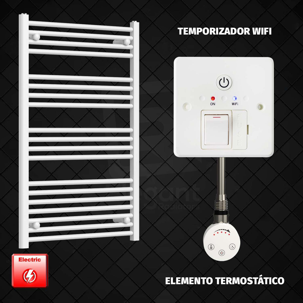 Radiador Toallero Eléctrico Blanco de 650 mm de Ancho