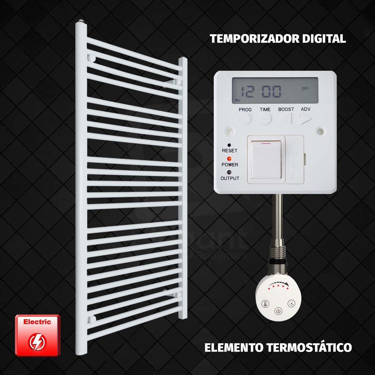 Radiador Toallero Eléctrico Blanco de 650 mm de Ancho