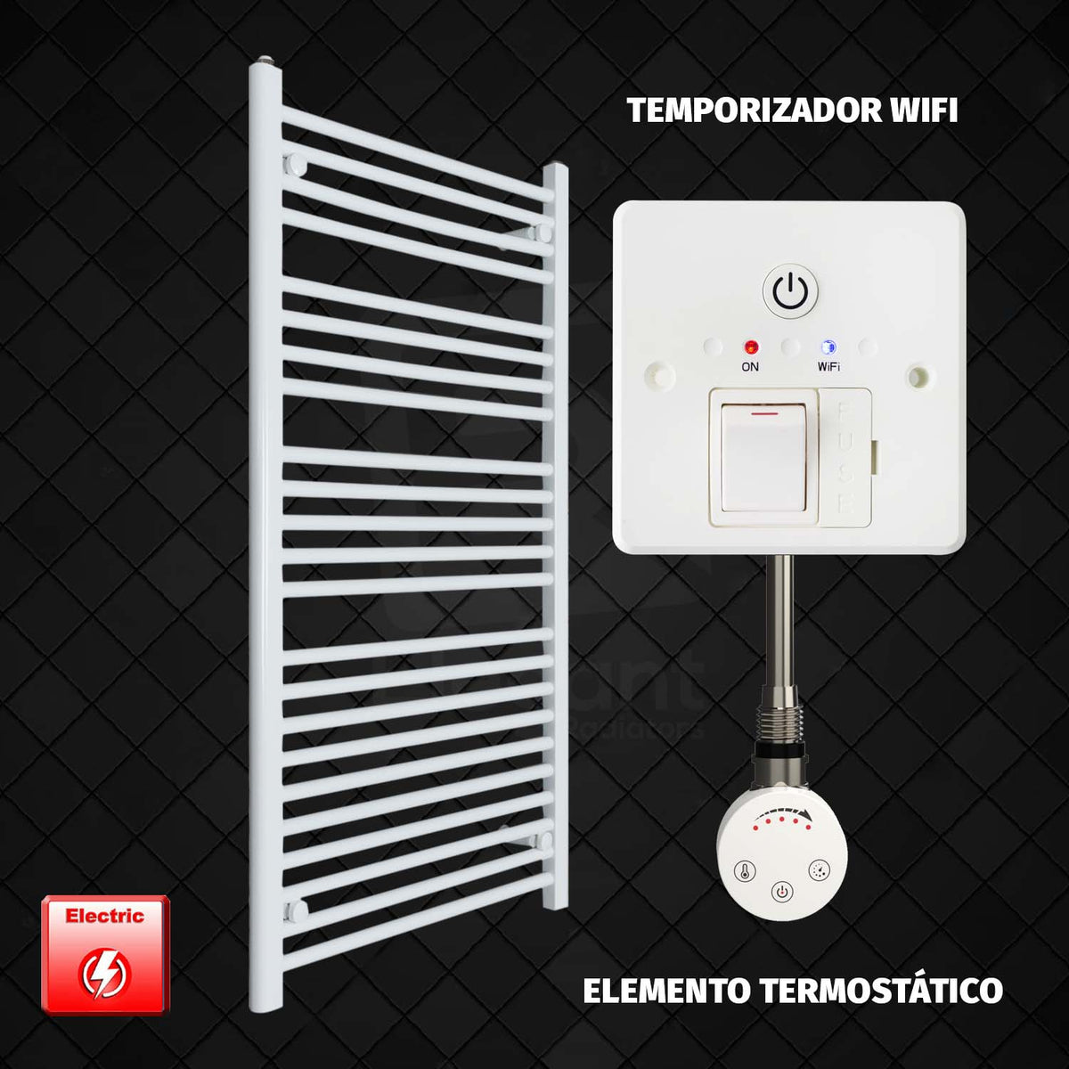 Radiador Toallero Eléctrico Blanco de 650 mm de Ancho