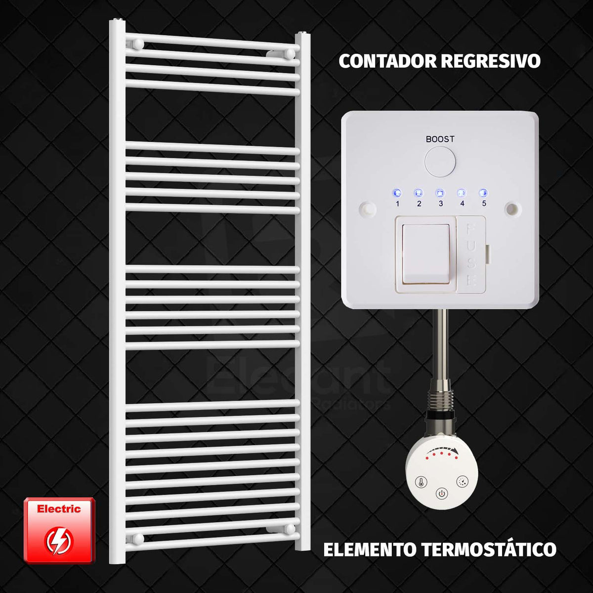 Radiador Toallero Eléctrico Blanco de 650 mm de Ancho