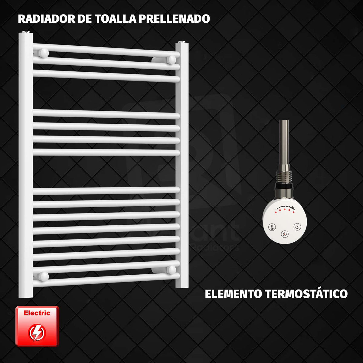 Radiador Toallero Eléctrico Blanco de 650 mm de Ancho