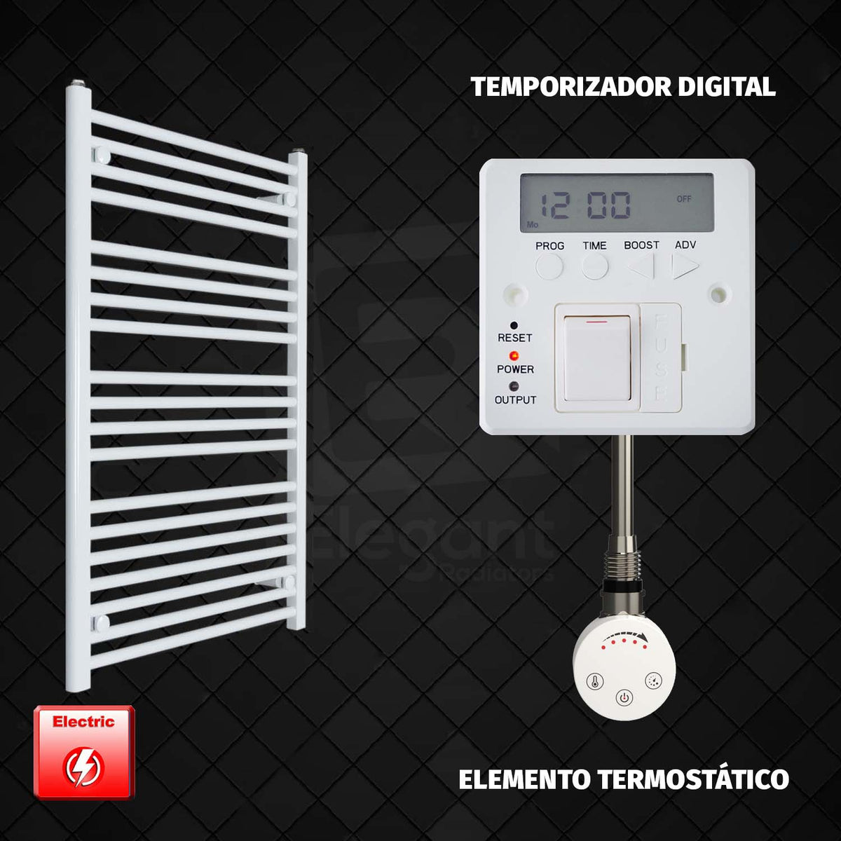 Radiador Toallero Eléctrico Blanco de 700 mm de Ancho